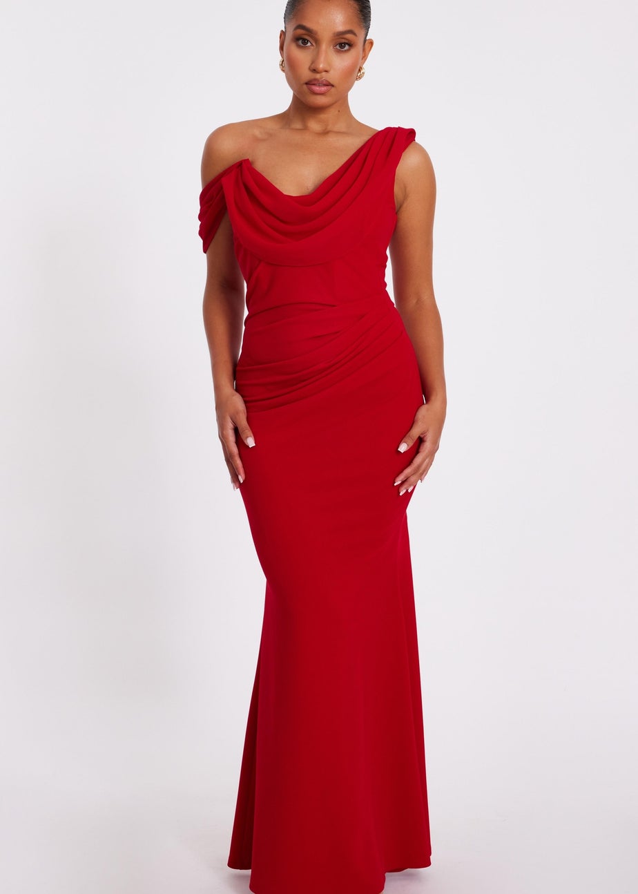 Quiz Red Petite Drop Sleeve Maxi Dress