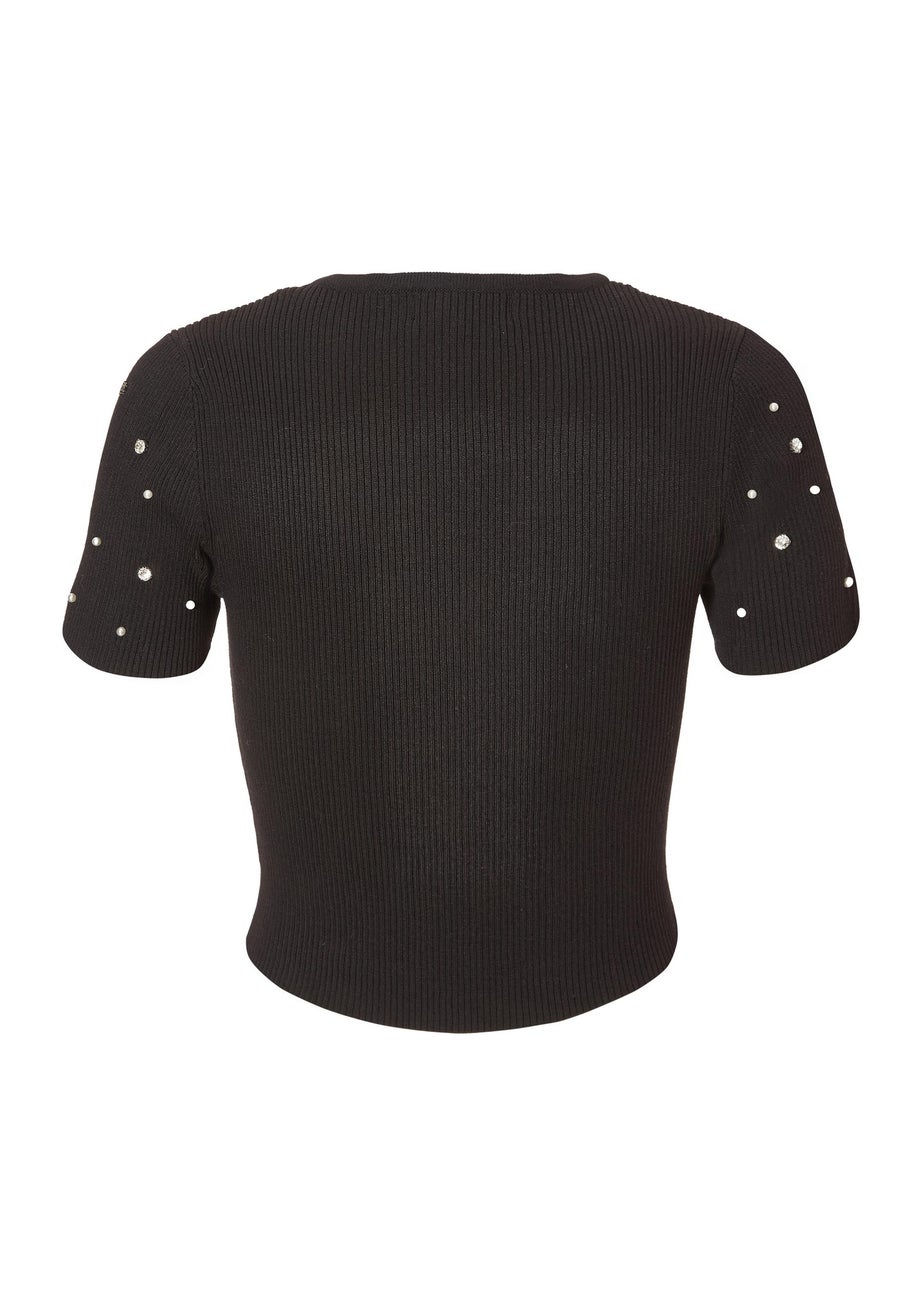 Quiz Black Pearl Bow Crop Top