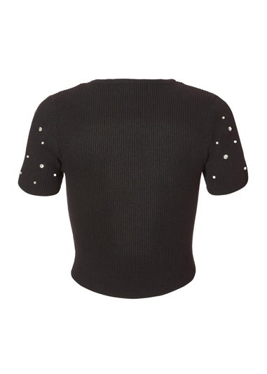Quiz Black Pearl Bow Crop Top