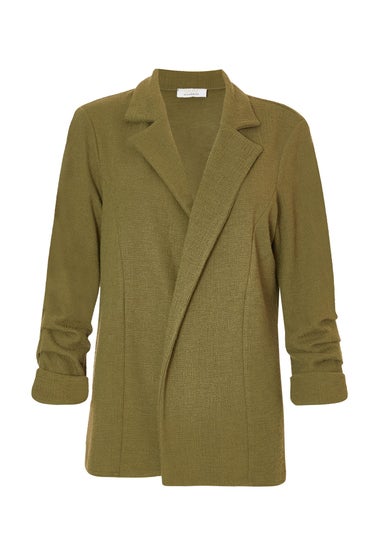Quiz Khaki Textured Ruched Sleeve Blazer
