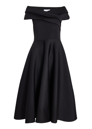 Quiz Black Pleated Bardot Midi Dress