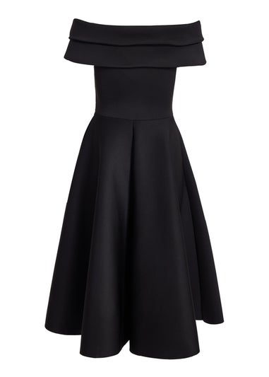 Quiz Black Pleated Bardot Midi Dress