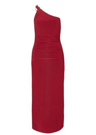 Quiz Burgundy One Shoulder Midaxi Dress