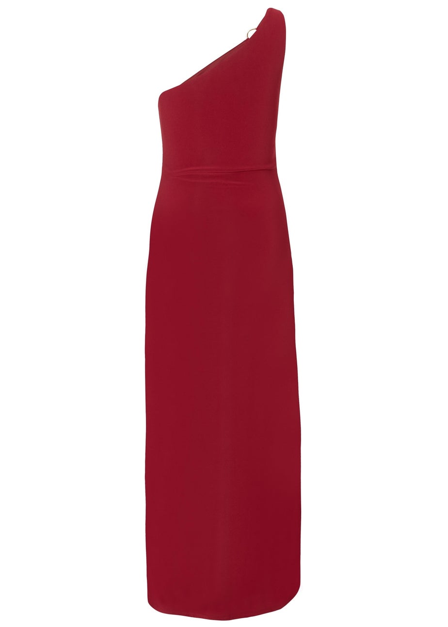 Quiz Burgundy One Shoulder Midaxi Dress