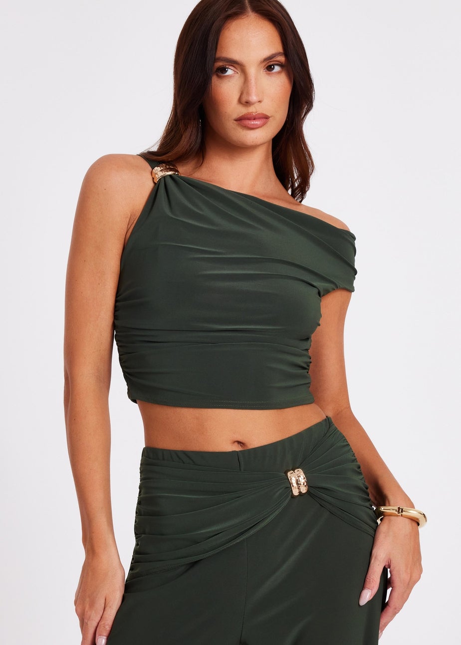 Quiz Khaki Drop Sleeve Top
