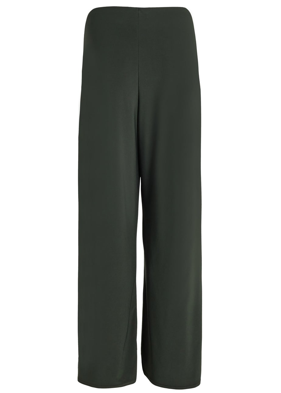 Quiz Khaki Buckle Wide Leg Trousers