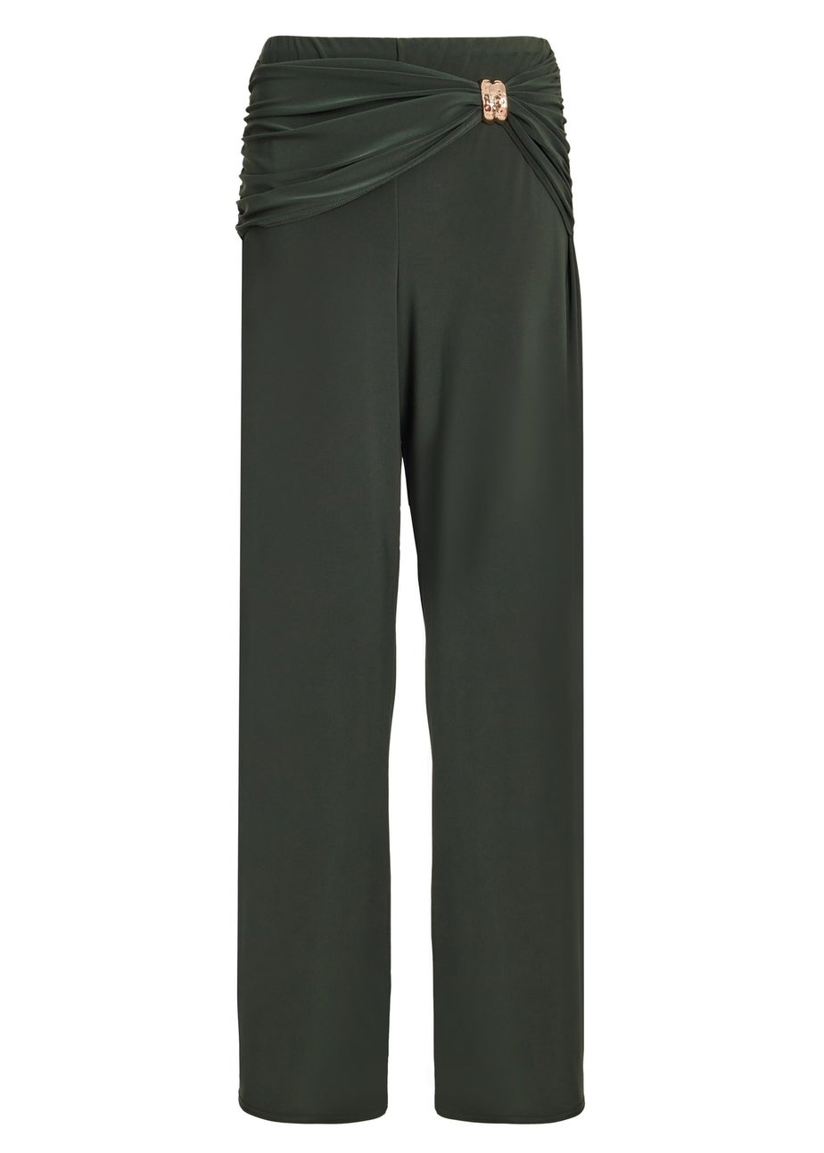 Quiz Khaki Buckle Wide Leg Trousers