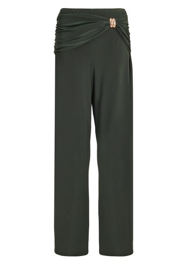 Quiz Khaki Buckle Wide Leg Trousers