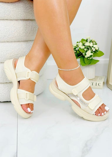 Love Lemonade Nude Sparkly Cozy Crush Sandals