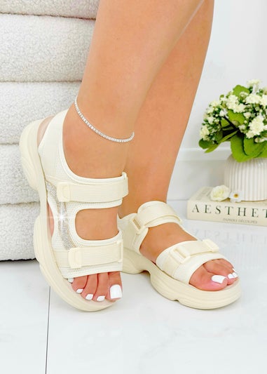 Love Lemonade Nude Sparkly Cozy Crush Sandals