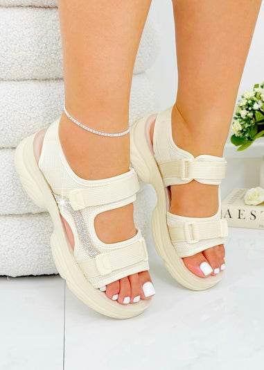 Love Lemonade Nude Sparkly Cozy Crush Sandals
