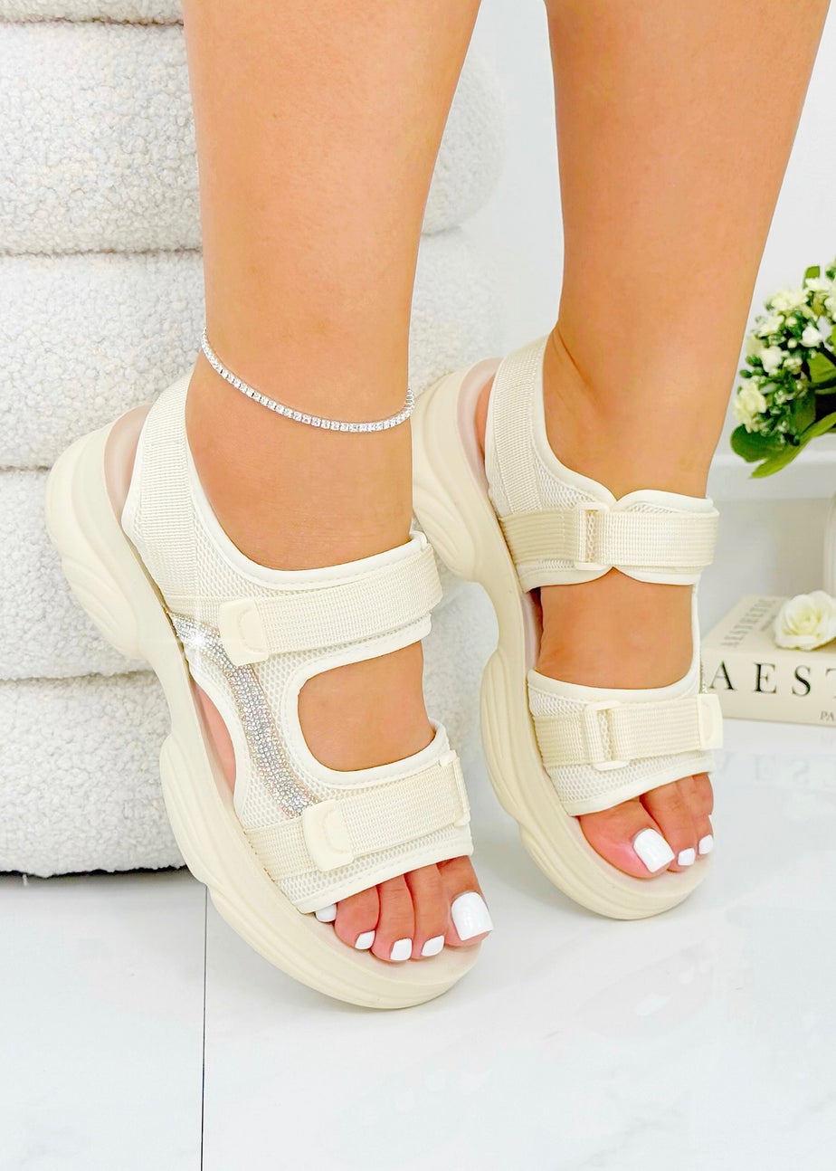 Love Lemonade Nude Sparkly Cozy Crush Sandals