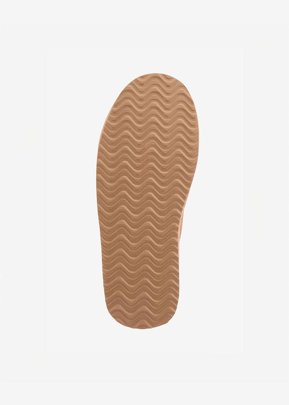 Cotton Traders Tan Suede Plush Lined Bootie Slippers