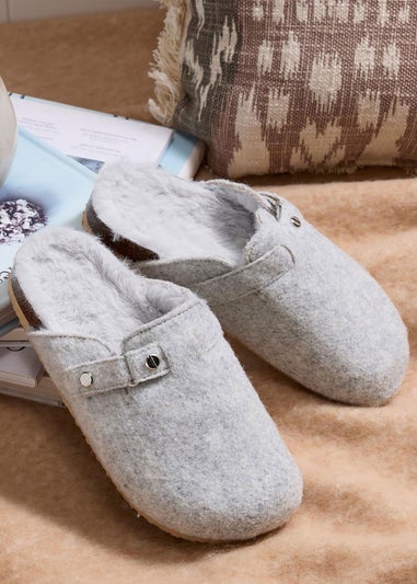 Cotton Traders Grey Clog Slippers