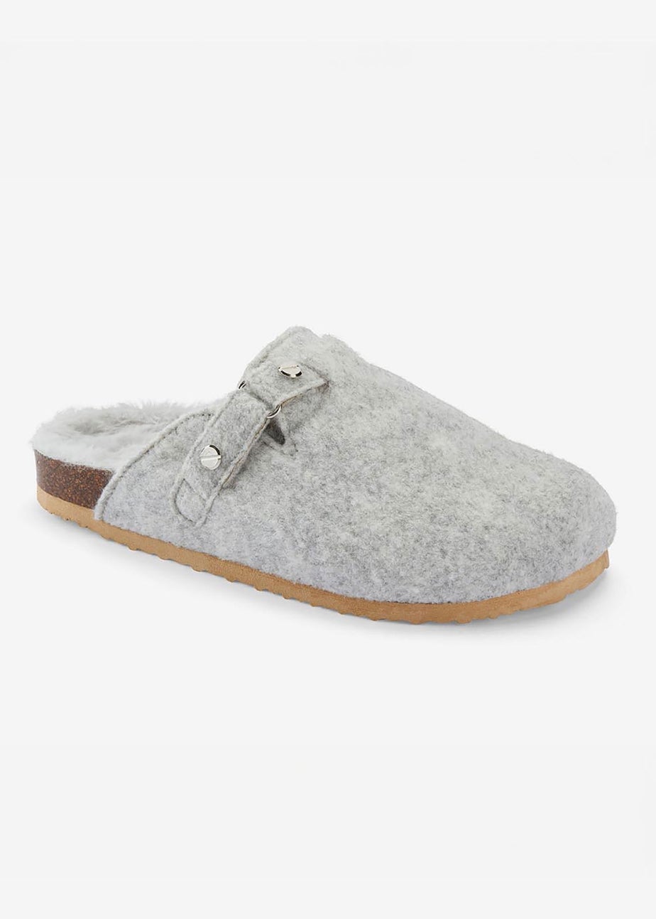 Cotton Traders Grey Clog Slippers