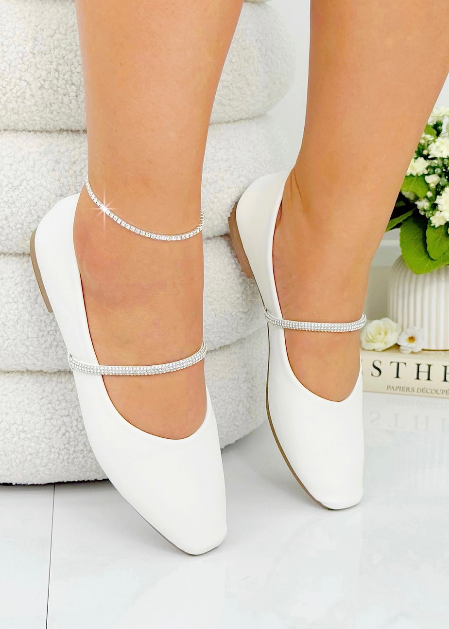 Love Lemonade White Crystal Belle Dolly Shoes