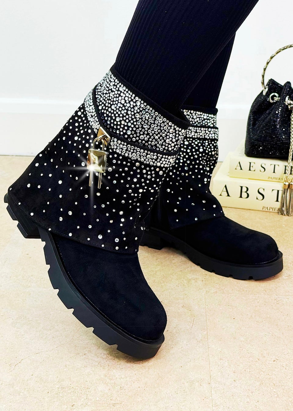 Love Lemonade Black Crystal Starlight Stride Boots