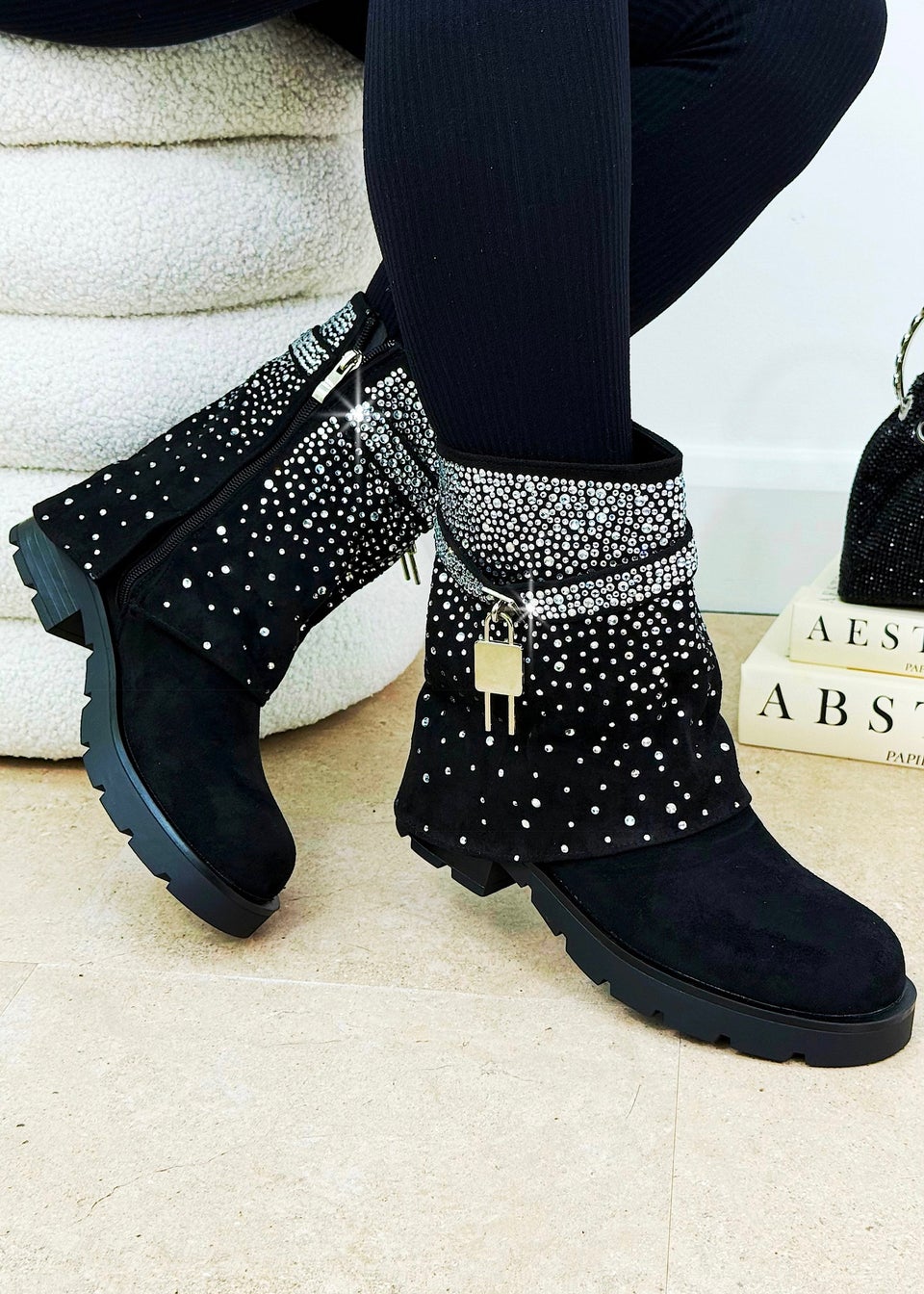 Love Lemonade Black Crystal Starlight Stride Boots