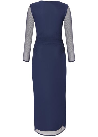 Quiz Navy Petite Mesh Buckle Midaxi Dress