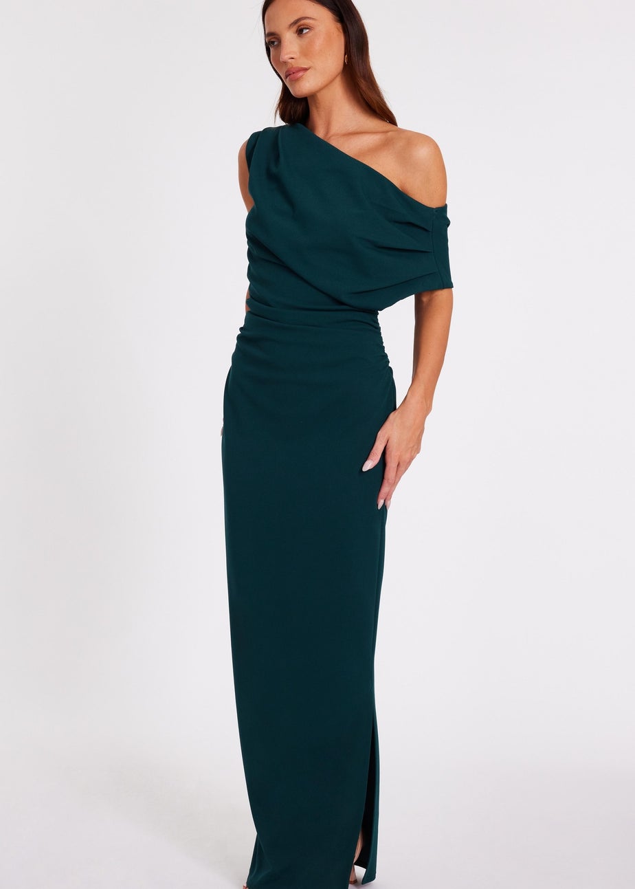 Quiz Green Asymmetric Maxi Dress