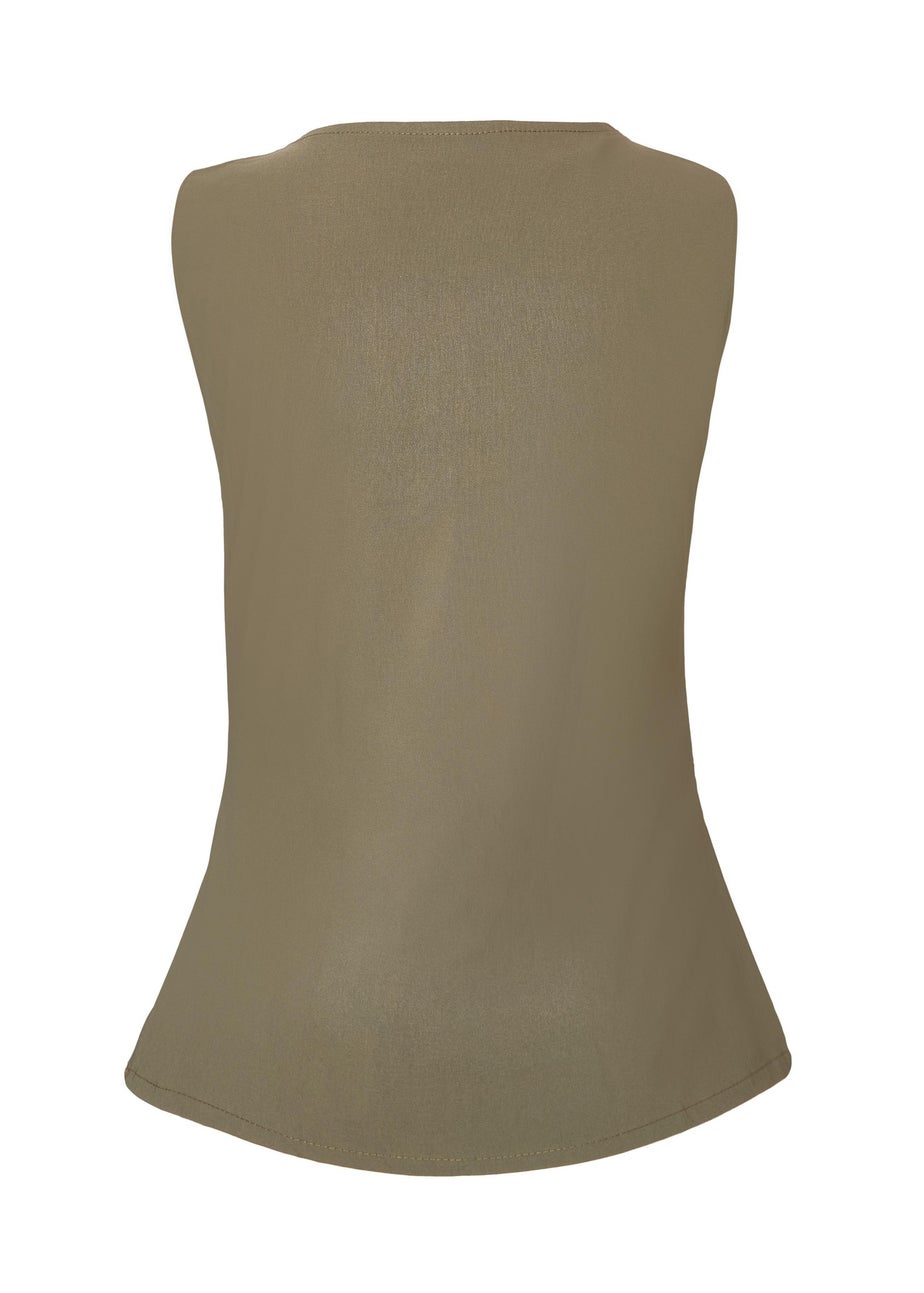 Quiz Khaki Square Neck Waistcoat