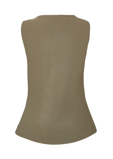 Quiz Khaki Square Neck Waistcoat