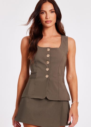 Quiz Khaki Asymmetric Wrap Skort