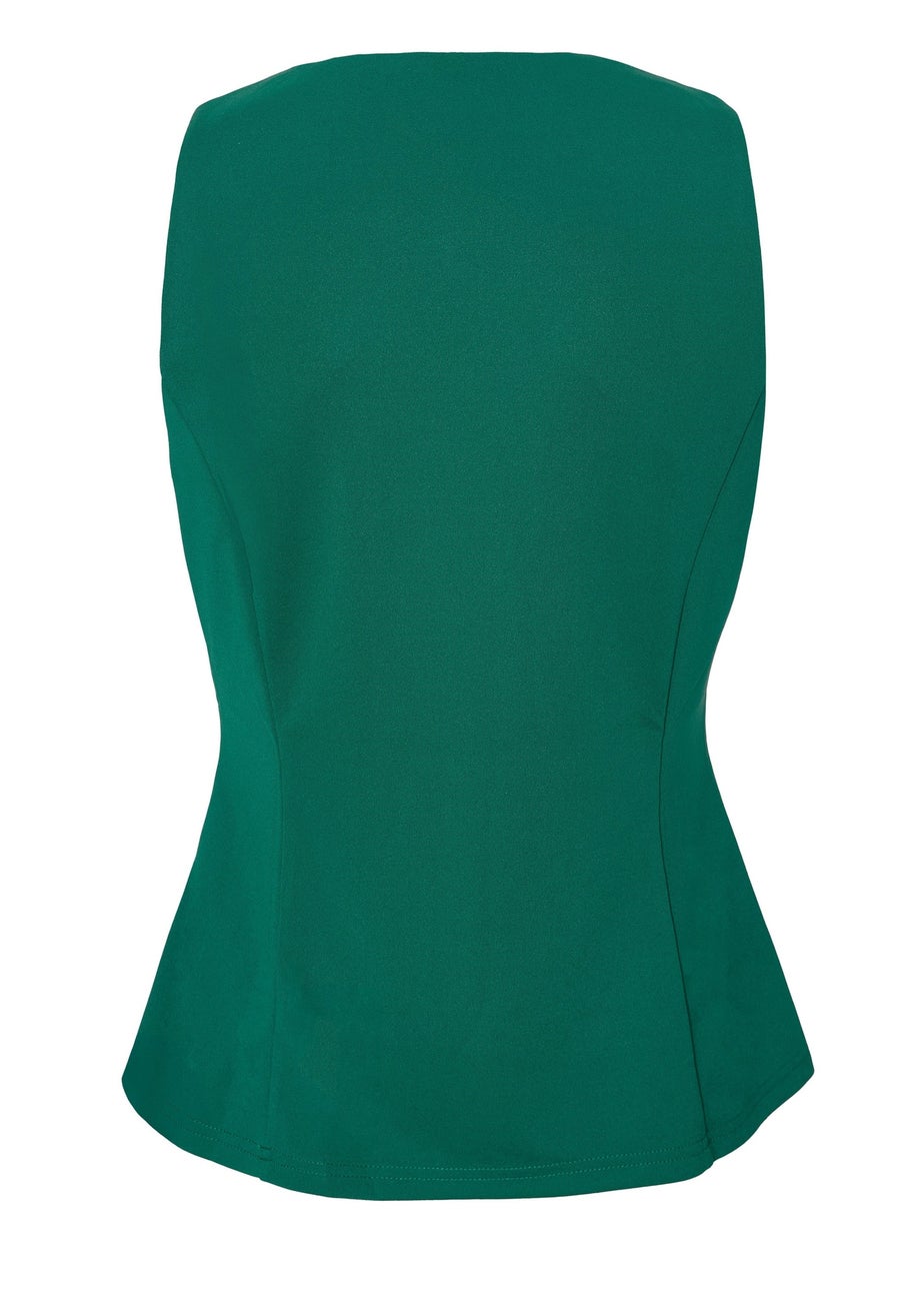 Quiz Green Petite Button Front Waistcoat