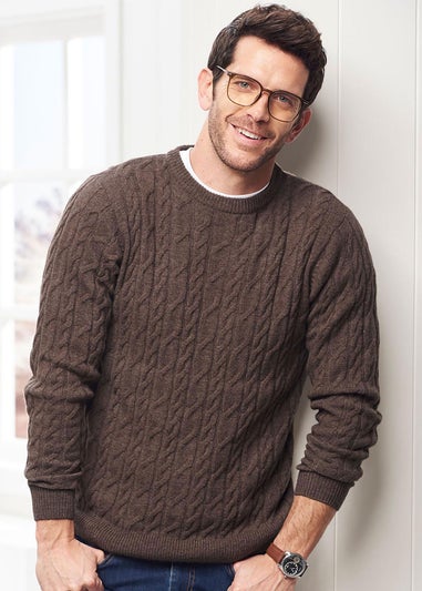 Cotton Traders Driftwood Lambswool Rich Cable Jumper