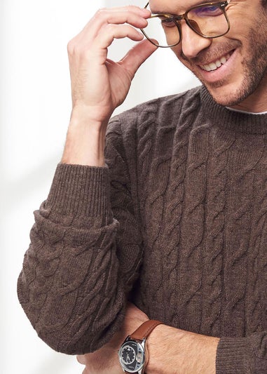Cotton Traders Driftwood Lambswool Rich Cable Jumper