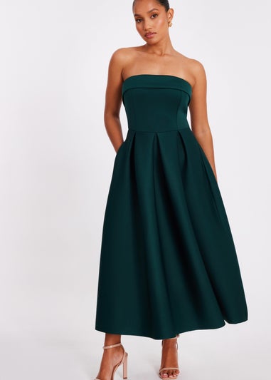 Quiz Green Petite Bandeau Skater Dress