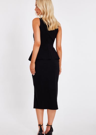 Quiz Black Button Front Midi Dress