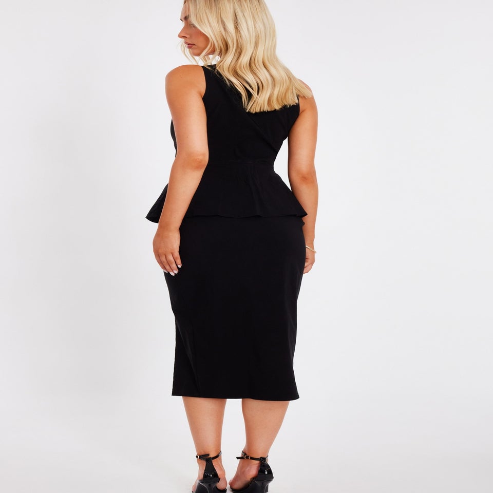 Quiz Black Button Front Midi Dress
