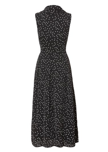 Quiz Black Tie Neck Polka Dot Midaxi Dress