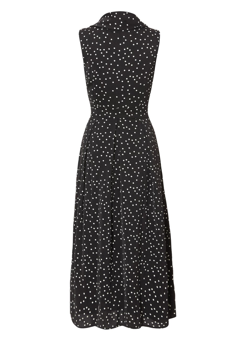 Quiz Black Tie Neck Polka Dot Midaxi Dress