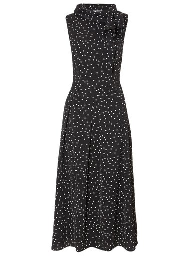 Quiz Black Tie Neck Polka Dot Midaxi Dress