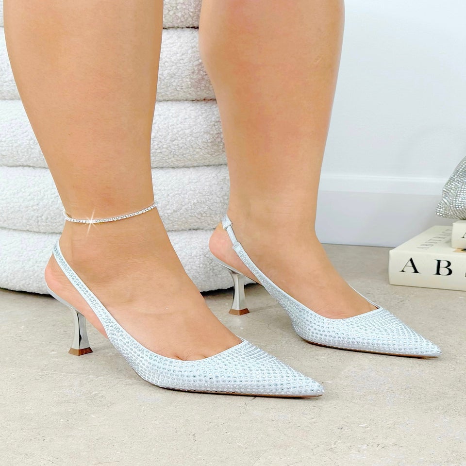 Love Lemonade SILVER Crystal Diamond Dust Heels