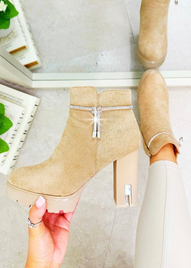 Love Lemonade MOCHA Crystal Desert Rose Ankle Boots