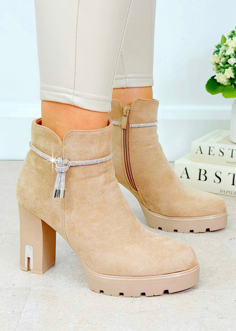 Love Lemonade MOCHA Crystal Desert Rose Ankle Boots