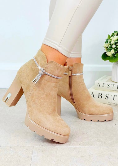 Love Lemonade MOCHA Crystal Desert Rose Ankle Boots