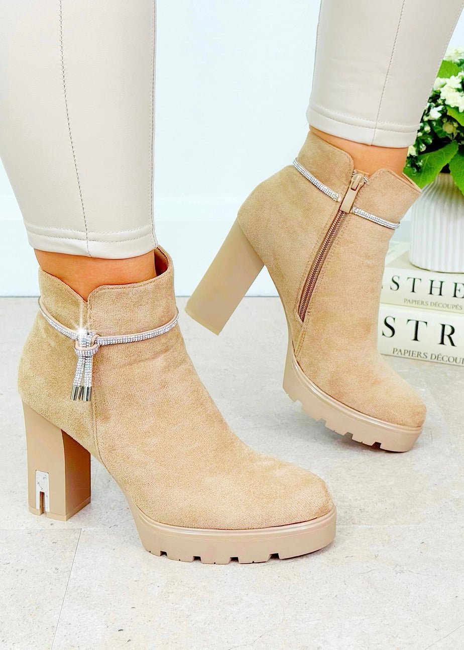 Love Lemonade MOCHA Crystal Desert Rose Ankle Boots