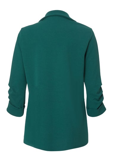 Quiz Green Petite Ruched Sleeve Blazer
