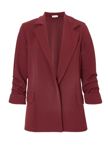 Quiz Burgundy Petite Ruched Sleeve Blazer
