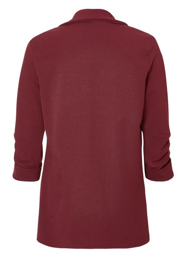 Quiz Burgundy Petite Ruched Sleeve Blazer