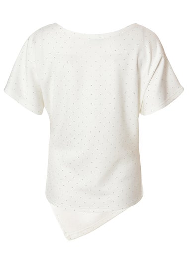 Quiz White Diamante Short Sleeve Top