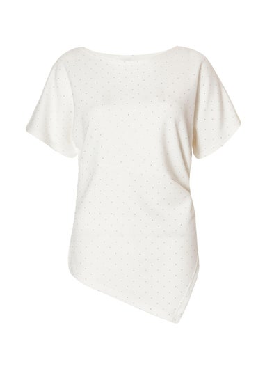 Quiz White Diamante Short Sleeve Top