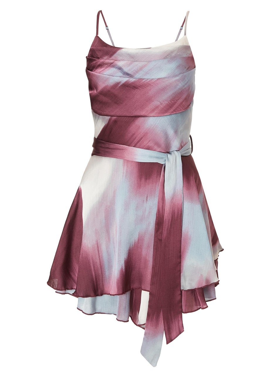 Quiz Red Satin Printed Playsuit