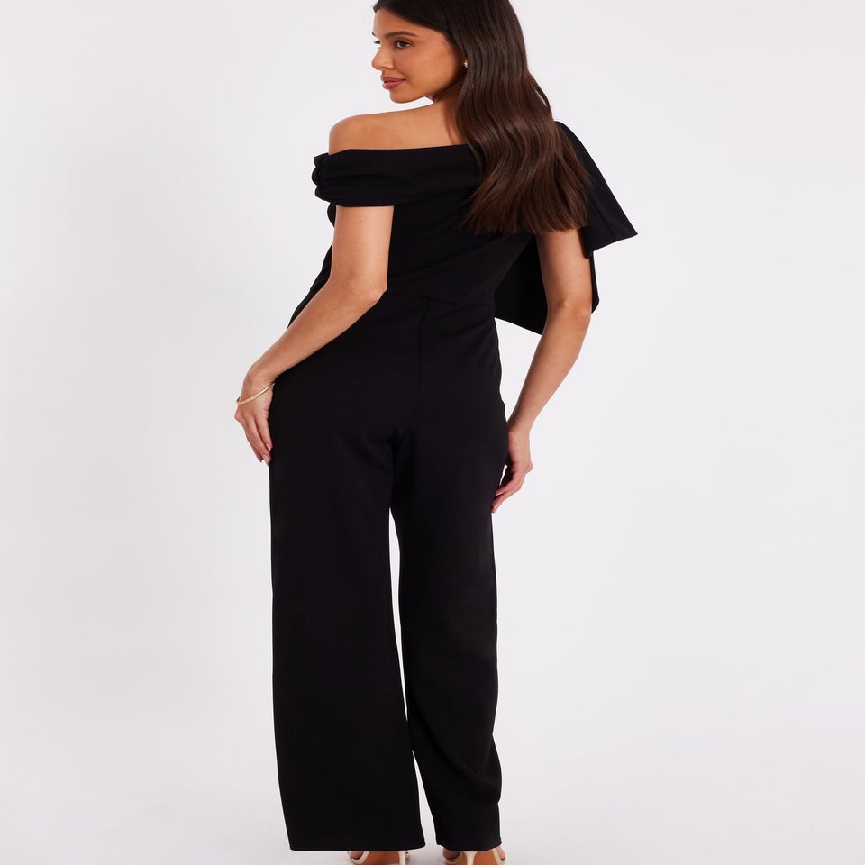 Quiz Black Tie Sleeve Jumpsuit