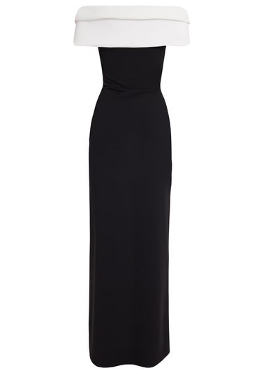 Quiz Black Pleated Bardot Maxi Dress