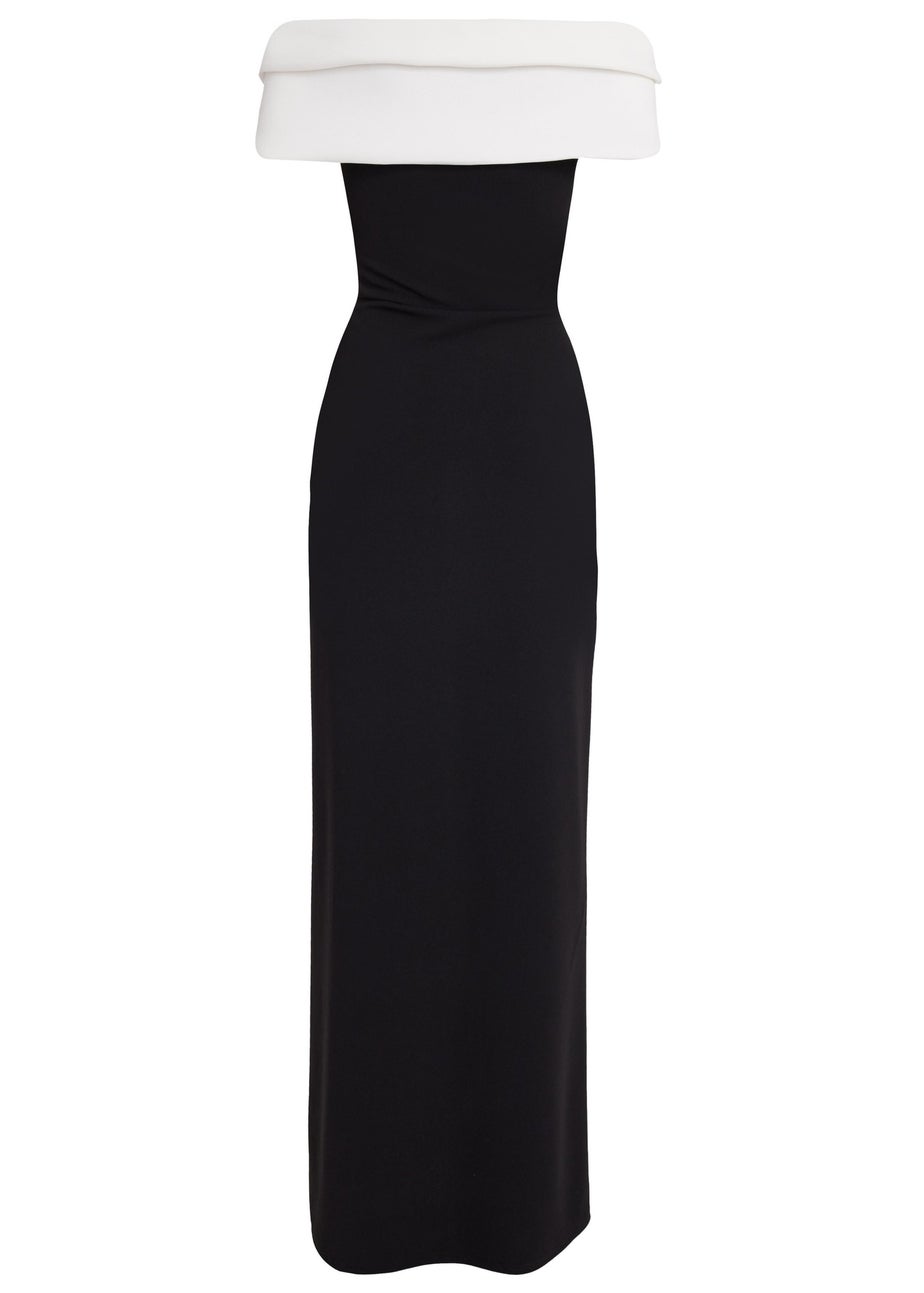Quiz Black Pleated Bardot Maxi Dress